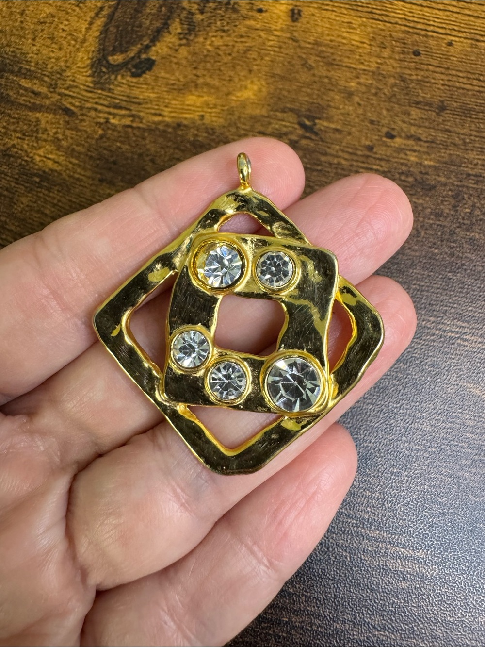 Gold-Tone Crystal Geometric Pendant - Women Jewelry